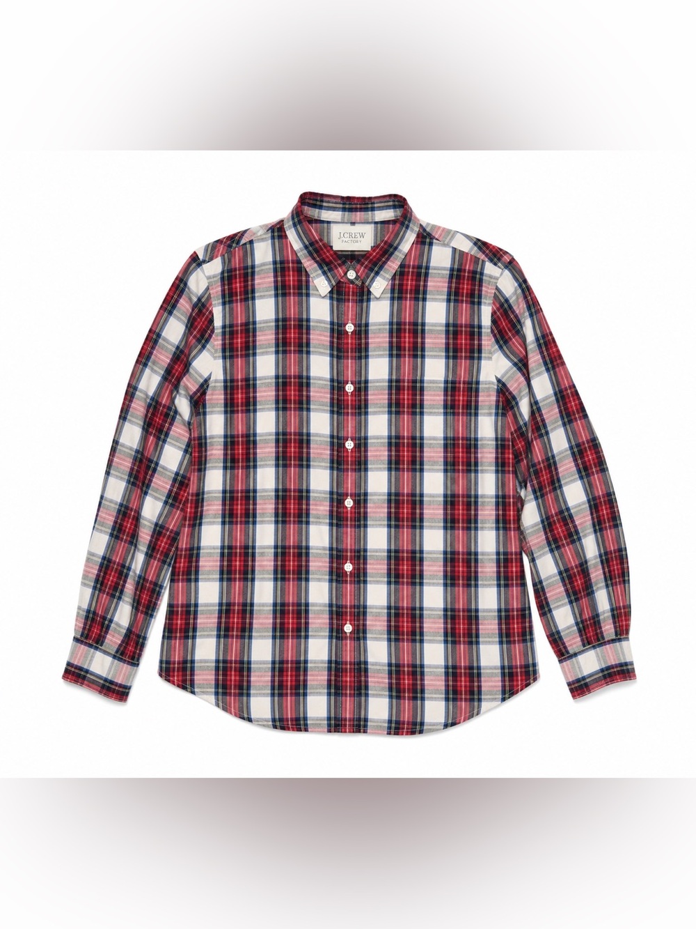 J.Crew Factory Women’s Plaid Button Down Shirt Size Small Red Navy Long Sleeve